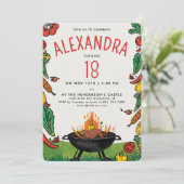 Leuke rode groene achtertuin grill steak veggie pi kaart (Staand voorkant)