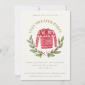 Leuke Rode Groene Lelijke Trui Kerstfeest Uitnodig Feestdagenkaart (Voorkant)