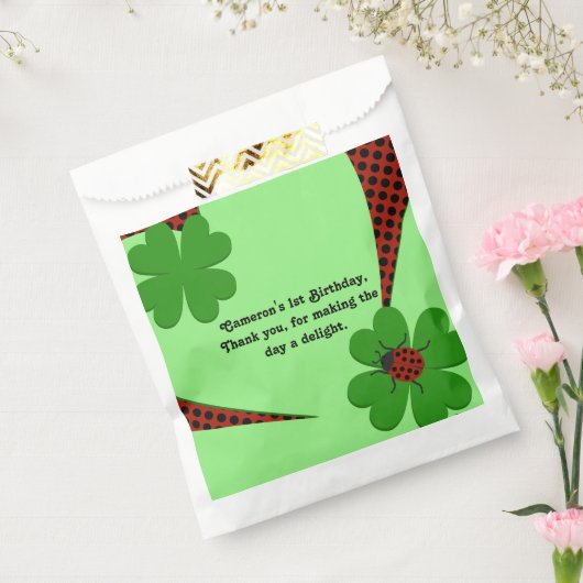Leuke rode groene lieveheersbeestje 1e verjaardag  bedankzakje (Gezegeld)