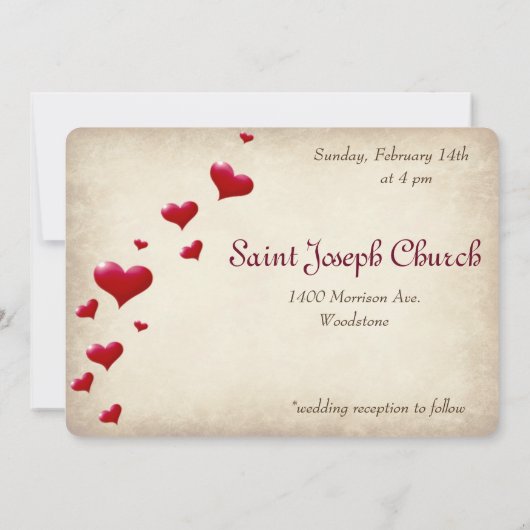 Leuke rode harten afdrukken bruiloft uitnodiging (Achterkant)