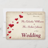 Leuke rode harten afdrukken bruiloft uitnodiging (Voorkant)