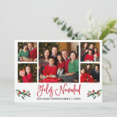 Leuke rode kalligrafie 5 Foto Feliz Navidad Feestdagenkaart (Staand voorkant)