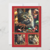 Leuke rode kat foto Kerstmis Nieuwjaar kaart (Voorkant)