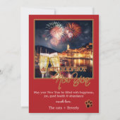 Leuke rode kat foto Kerstmis Nieuwjaar kaart (Achterkant)