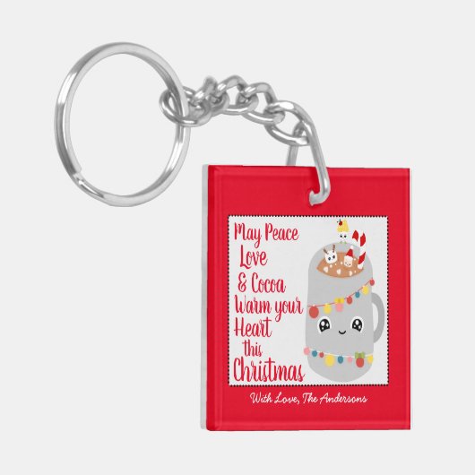 Leuke Rode Kawaii Cacao Vrolijke Kerstmis Custom F Sleutelhanger (Voorkant Links)