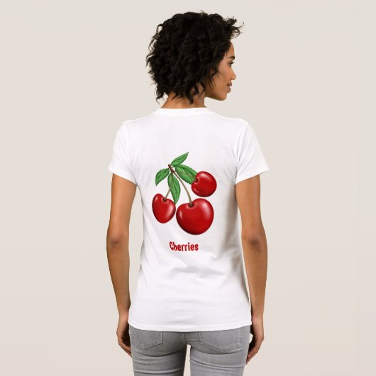 Leuke rode kersen ontwerp gepersonaliseerd t-shirt (Achterkant volledig)