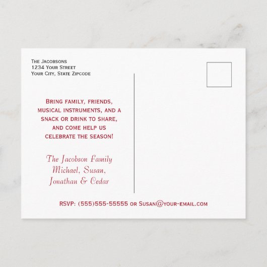 Leuke rode kerstballen 3 foto feestdag uitnodiging briefkaart (Achterkant)