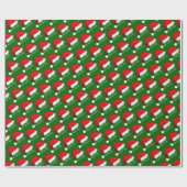 Leuke rode kerstmanhoed HOHOHO op groen Cadeaupapier (Vlak)