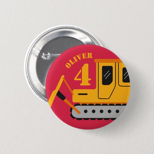 Leuke rode kinderconstructie verjaardag ronde button 5,7 cm (Voorkant /achterkant)