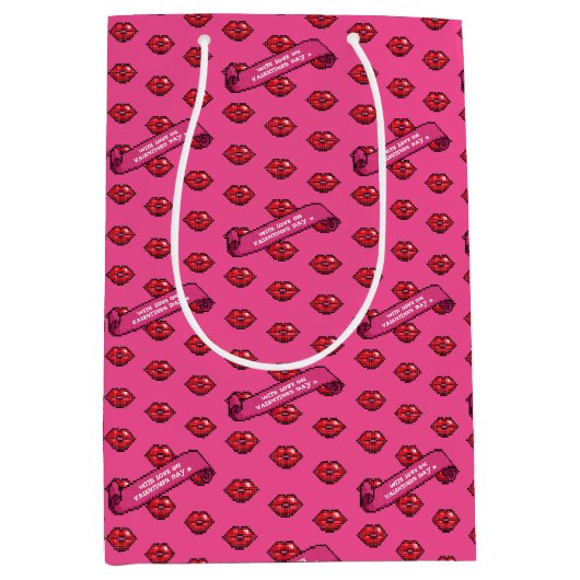 Leuke rode lippen met liefde op Valentijnsdag-patr Medium Cadeauzakje (Voorkant)