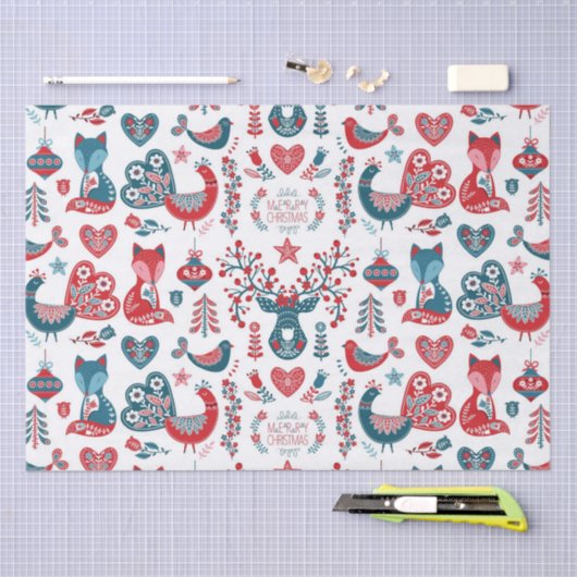 Leuke rode marine kerst Scandinavische volkskunst Tissuepapier (Craft)