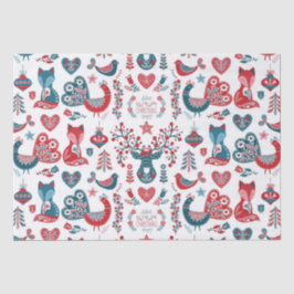 Leuke rode marine kerst Scandinavische volkskunst Tissuepapier