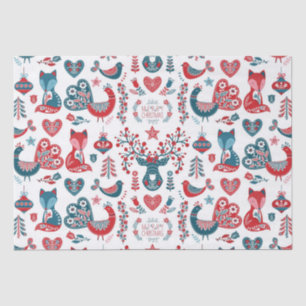 Leuke rode marine kerst Scandinavische volkskunst Tissuepapier