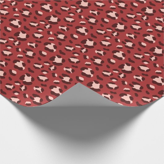Leuke rode mix kerst luipaard print cadeaupapier (Hoek)