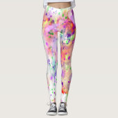 Leuke rode, Oranje, Paarse & groene verfspetter Leggings (Voorkant)