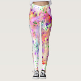 Leuke rode, Oranje, Paarse & groene verfspetter Leggings