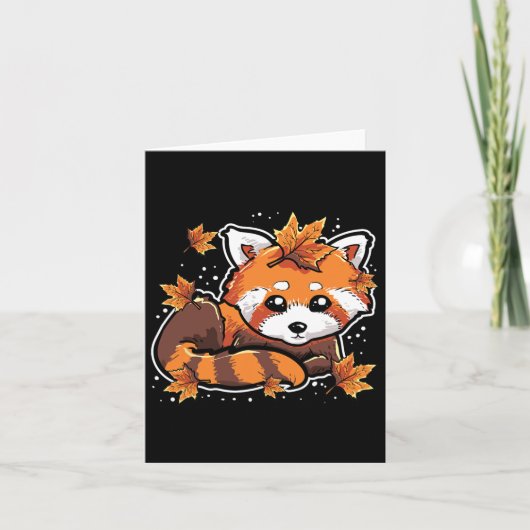 Leuke rode panda anima herfst bladeren herfst seiz kaart (Voorkant)