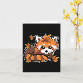 Leuke rode panda anima herfst bladeren herfst seiz kaart (Gele Bloem)
