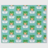 Leuke rode panda in bubbel bad bad bamboe grappig cadeaupapier (Vlak)