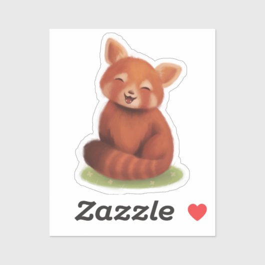 Leuke rode panda schilderij Sticker (Vel)