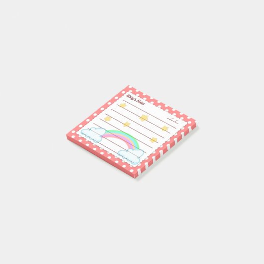 Leuke rode polka stippen, schattige sterren & rege post-it® notes (Schuin)