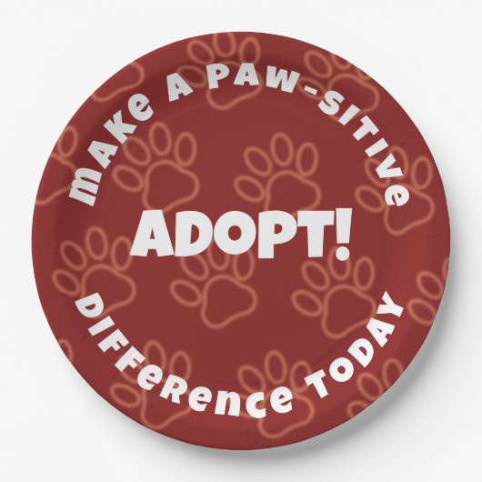 Leuke rode powprints maken een paw-sitive verschil papieren bordje (Voorkant)