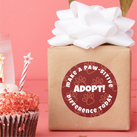 Leuke rode powprints maken een paw-sitive verschil ronde sticker (Feest)