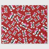 Leuke rode schedels en strikken patroon cadeaupapier (Vlak)
