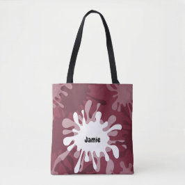 Leuke rode verfspat naam boodschappentas tote bag