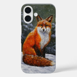 Leuke Rode Vos in Dalende Sneeuw iPhone 16 Hoesje
