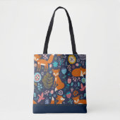 Leuke rode vossen & bloemen naadloos patroon tote bag (Voorkant)