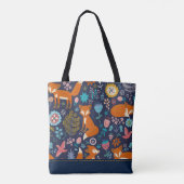 Leuke rode vossen & bloemen naadloos patroon tote bag (Achterkant)