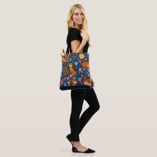Leuke rode vossen & bloemen naadloos patroon tote bag