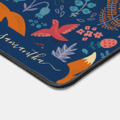 Leuke rode vossen en retro bloemen patroon bureaumat (Hoek)