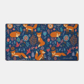 Leuke rode vossen en retro bloemen patroon bureaumat (Voorkant)