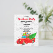 Leuke Rode Vrachtwagen Witte Sneeuw Boom Lichten F Briefkaart (Staand voorkant)