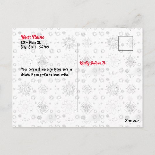 Leuke Rode Vrachtwagen Witte Sneeuw Boom Lichten F Briefkaart (Achterkant)