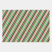 Leuke rode, witte, groene kerst-thema gestreept inpakpapier vel (Voorkant 3)