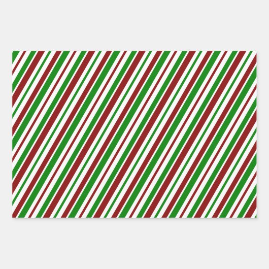 Leuke rode, witte, groene kerst-thema gestreept inpakpapier vel (Voorkant 3)
