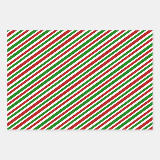 Leuke rode, witte, groene kerst-thema gestreept inpakpapier vel (Voorkant 2)