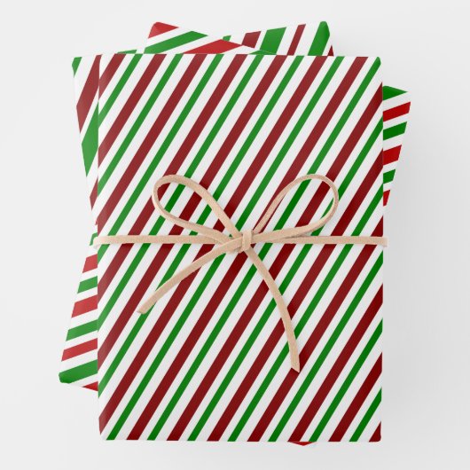 Leuke rode, witte, groene kerst-thema gestreept inpakpapier vel (In situ)