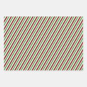 Leuke rode, witte, groene kerst-thema gestreept inpakpapier vel (Voorkant)