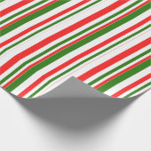 Leuke rode, witte, groene kerststijl strepen cadeaupapier (Hoek)