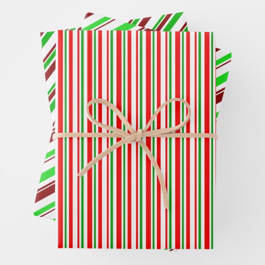 Leuke rode, witte, groene kerstthema patronen inpakpapier vel (In situ)