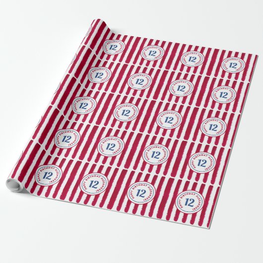 Leuke Rode Witte Popcorn Stripes Waterverf Patroon Cadeaupapier (Uitgerold)