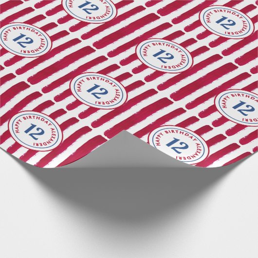 Leuke Rode Witte Popcorn Stripes Waterverf Patroon Cadeaupapier (Hoek)