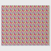 Leuke rode zalm harten en kleurrijke bloemen cadeaupapier (Vlak)