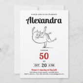 Leuke Rode Zwarte Witte Kat Dans 50e Verjaardag Sc Kaart (Voorkant)