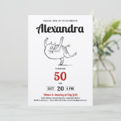 Leuke Rode Zwarte Witte Kat Dans 50e Verjaardag Sc Kaart (Staand voorkant)