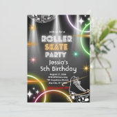 Leuke Roller Schaats Verjaardagsuitnodiging Kaart (Staand voorkant)